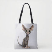 SCHATTIGE GRAY HAIRLESS SPHYNX CAT TOTE BAG (Voorkant)