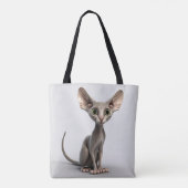 SCHATTIGE GRAY HAIRLESS SPHYNX CAT TOTE BAG (Achterkant)
