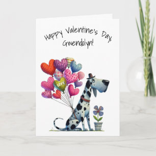 Schattige Great Dane Hond Gelukkige Valentijnsdag Kaart