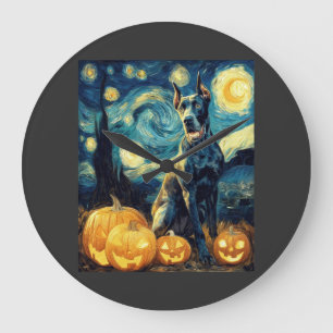Schattige Great Dane Hond Halloween Jack O Lantern Grote Klok