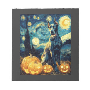 Schattige Great Dane Hond Halloween Jack O Lantern Notitieblok