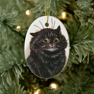 Schattige Green Eyed Black Cat · Louis Wain · Orna Keramisch Ornament