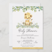 Schattige Green Foliage Boys Lion Baby shower Kaart