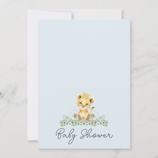 Schattige Green Foliage Boys Lion Baby shower Kaart (Achterkant)