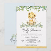 Schattige Green Foliage Boys Lion Baby shower Kaart