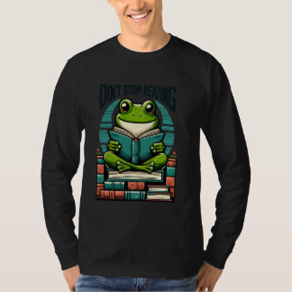 Schattige Green Frog-boek Stop niet met het lezen T-shirt