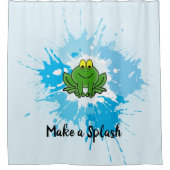 Schattige Green Frog Splash-ontwerp Douchegordijn (Voorkant)