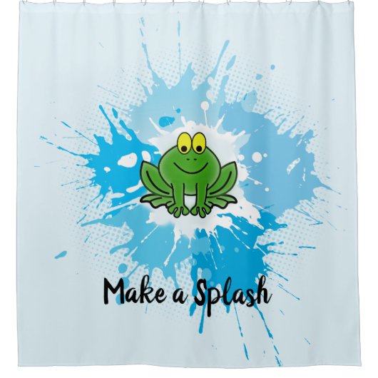 Schattige Green Frog Splash-ontwerp Douchegordijn (Voorkant)