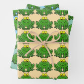 Schattige Green Frogs Design Wrapping Paper (In situ)