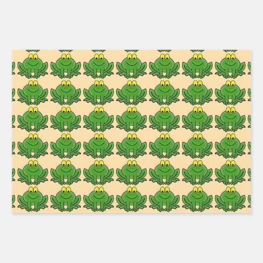 Schattige Green Frogs Design Wrapping Paper (Voorkant)