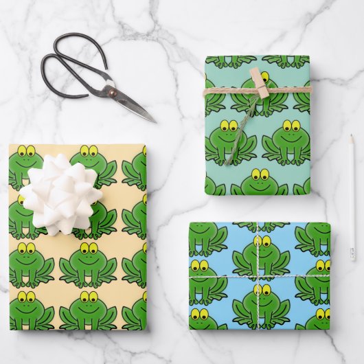 Schattige Green Frogs Design Wrapping Paper (Voorkant)