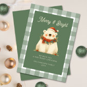 Schattige Green Gingham Check Merry & Bright Feestdagenkaart