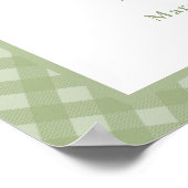 Schattige Green Gingham Sweet Pea Baby shower Welk Poster (Hoek)