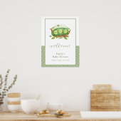 Schattige Green Gingham Sweet Pea Baby shower Welk Poster (Keuken)