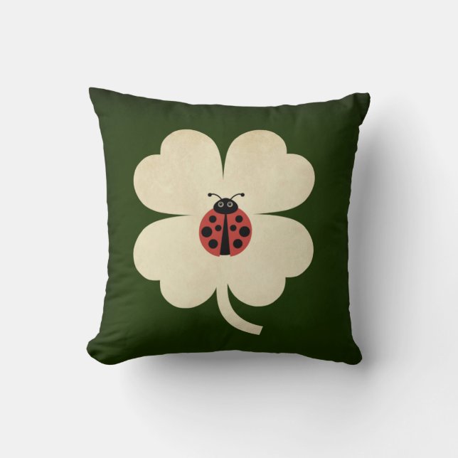 Schattige Green Lucky Ladybug Shamrock Kussen (Voorkant)