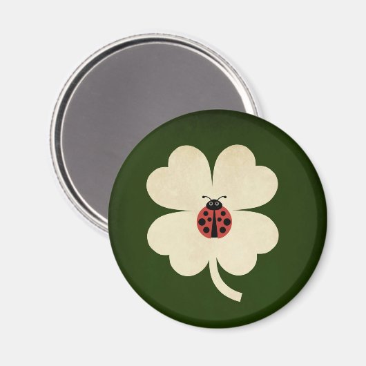 Schattige Green Lucky Ladybug Shamrock Magneet (Voorkant / Achterkant)