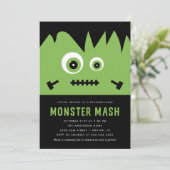 Schattige Green Monster Mash Halloween Party Kaart (Staand voorkant)