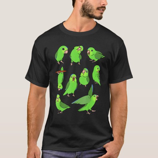 Schattige Green Parrotlet Pattern, Fun Parrotlet-e T-shirt (Voorkant)