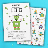Schattige Green Robot Thema Kinder Robots Verjaard Kaart