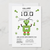 Schattige Green Robot Thema Kinder Robots Verjaard Kaart (Voorkant)