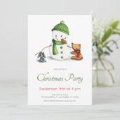 Schattige Green Snowman kerstfeest Kaart (Staand voorkant)