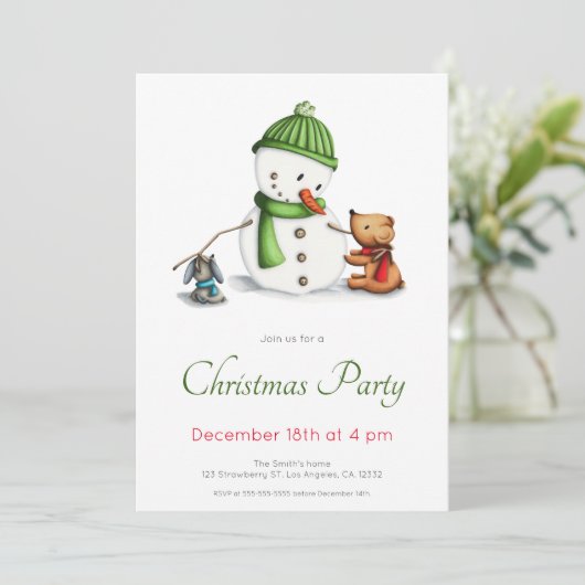 Schattige Green Snowman kerstfeest Kaart (Staand voorkant)