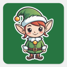 Schattige Green Suit Elf Vierkante Sticker