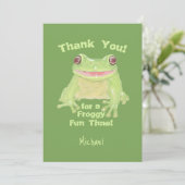 Schattige Green Tree Frog - kinderverjaardagsfeest Bedankkaart (Staand voorkant)