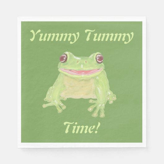 Schattige Green Tree Frog - Yummy Tummy Time! fees Servet (Voorkant)