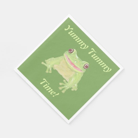 Schattige Green Tree Frog - Yummy Tummy Time! fees Servet (Hoek)