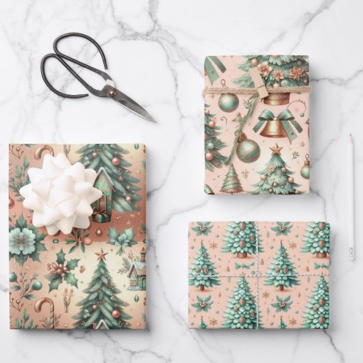 Schattige Green Tree kerstcadeau Inpakpapier Vel (Voorkant)