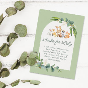 Schattige Greenery Woodland Animals Boeken voor Ba Informatiekaartje