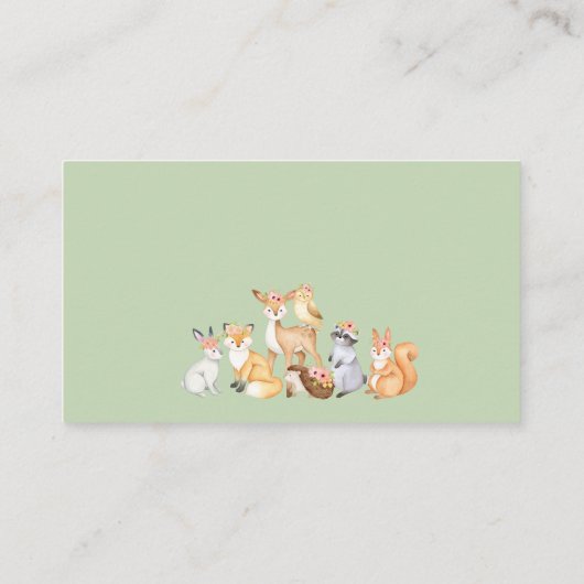 Schattige Greenery Woodland Animals Boeken voor Ba Informatiekaartje (Achterkant)