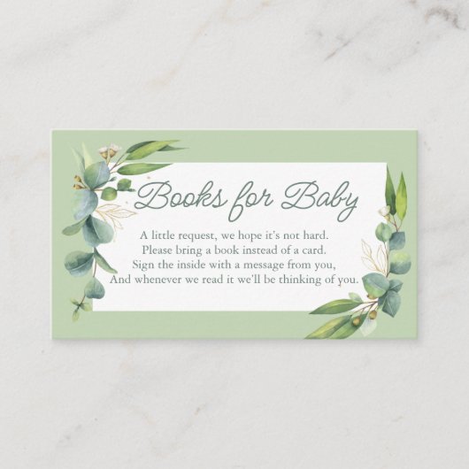 Schattige Greenery Woodland Animals Boeken voor Ba Informatiekaartje (Voorkant)