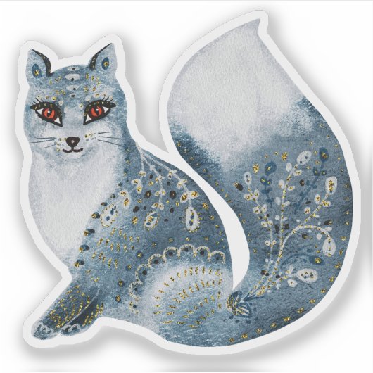 Schattige Grey Fox Sticker (Voorkant)