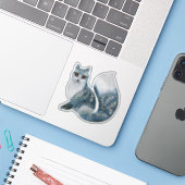 Schattige Grey Fox Sticker (Laptop met iPhone)