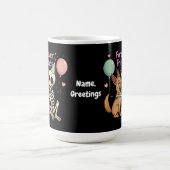 Schattige griezelig skelet knuffelende Duitse herd Koffiemok (Center)