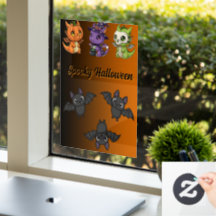 Schattige griezelige Halloween-draken raamfolie
