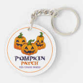 Schattige griezelige Jack O Lantern Halloween Pomp Sleutelhanger (Achterkant)
