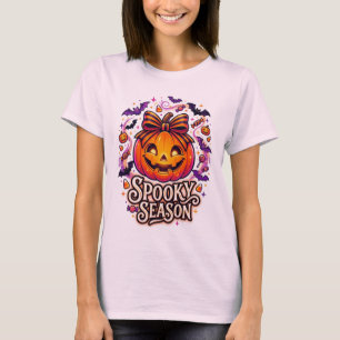 Schattige Griezelige Seizoen Pompoen Boog Hallowee T-shirt