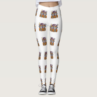 Schattige griezelige skeletkoeien met pompoenen leggings