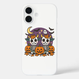 Schattige griezelige skelets koeien met pompoenen  iPhone 16 hoesje