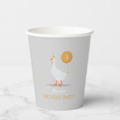 Schattige Grijs en Geel Gekke Gans Verjaardagsfees Papieren Bekers (Voorkant)