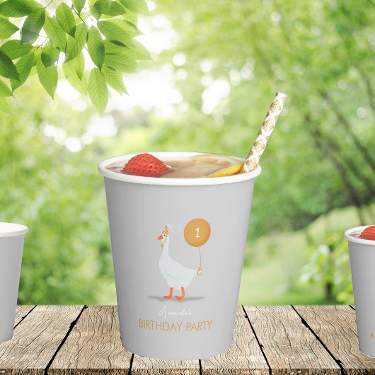 Schattige Grijs en Geel Gekke Gans Verjaardagsfees Papieren Bekers