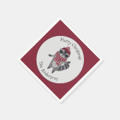 Schattige grijs en rood Waterverf kerstwasbeer Servet (Hoek)