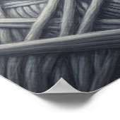 Schattige grijs en wit kitten napping in garen poster (Hoek)