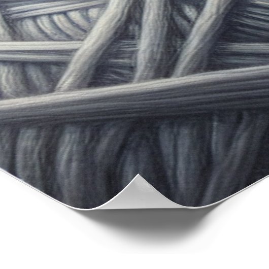 Schattige grijs en wit kitten napping in garen poster (Hoek)