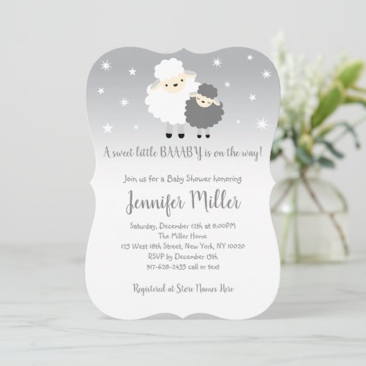 Schattige grijs en wit lamsvlees Baby shower Kaart (Staand voorkant)