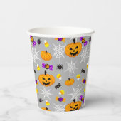 Schattige grijs Halloweenpatroon Papieren Bekers (Achterkant)