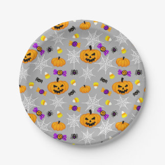 Schattige grijs Halloweenpatroon Papieren Bordje